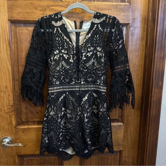 Saylor Black Lace Fully Lined Romper S - Picture 3 of 11